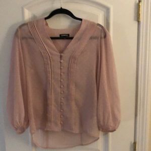 Express semi sheer pink button up blouse